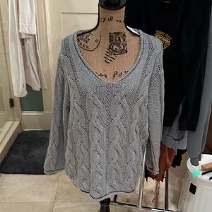 Urban Outfitters, BDG oversized gray cotton V necked cabled sweater with tags